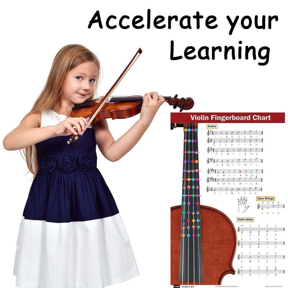 Violin Fingering Chart with Color-Coded Notes, Learn Violin Scales Techniques