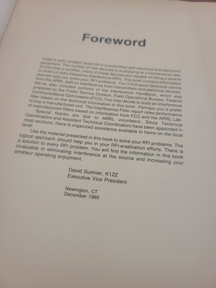 1989 The ARRL RFI Handbook; Practical Cures for Radio Frequency Interference
