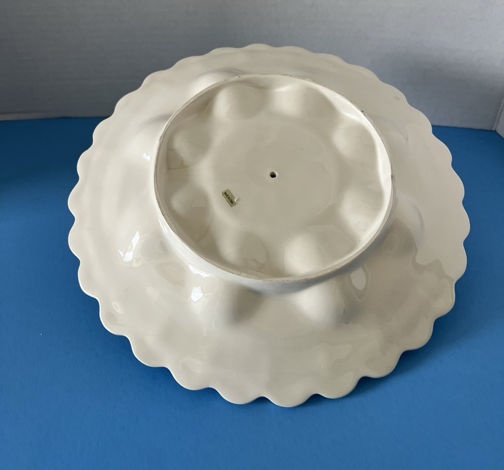 Vtg Ceramic Deviled Egg Platter Pastel Colors Center Chick 10”