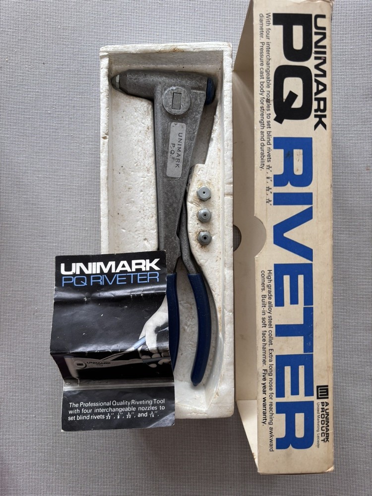Vintage UNIMARK PQ Riveting Tool & Rivet selection