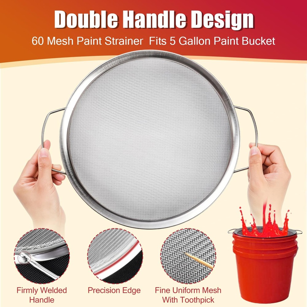 Fine Mesh Paint Strainer 60 Stainless Steel Filter 1 pc, Silver