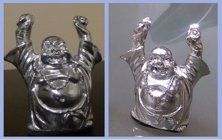 Laughing BUDDHA Silver Plated Pen Holder Stand Display