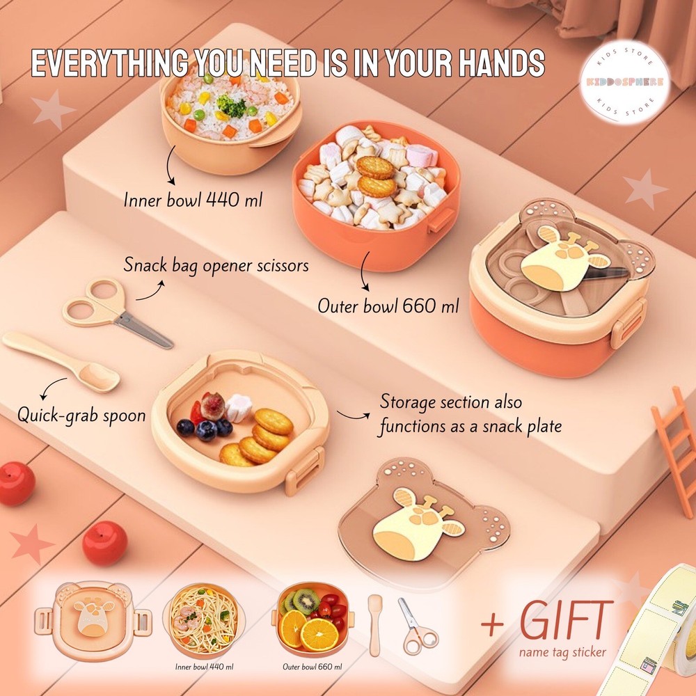 Adorable Giraffe-Themed Baby Lunchbox Set - Compact & Functional