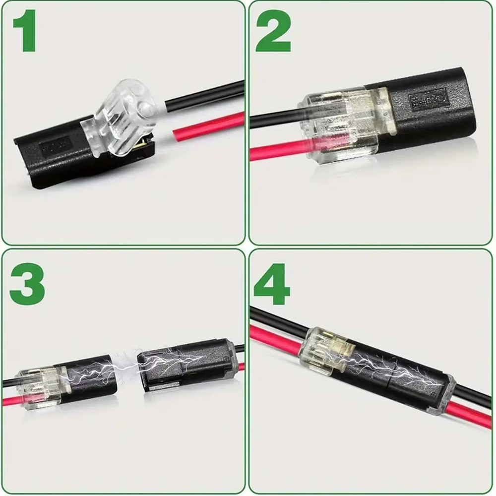 100PCS 2-Pin 2-Way LED Wire Connectors Locking Plug Cable Terminals