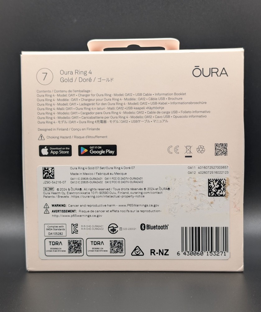 Oura Ring Gen 4 - Gold- Size 7 (Moderate Scratching):~,