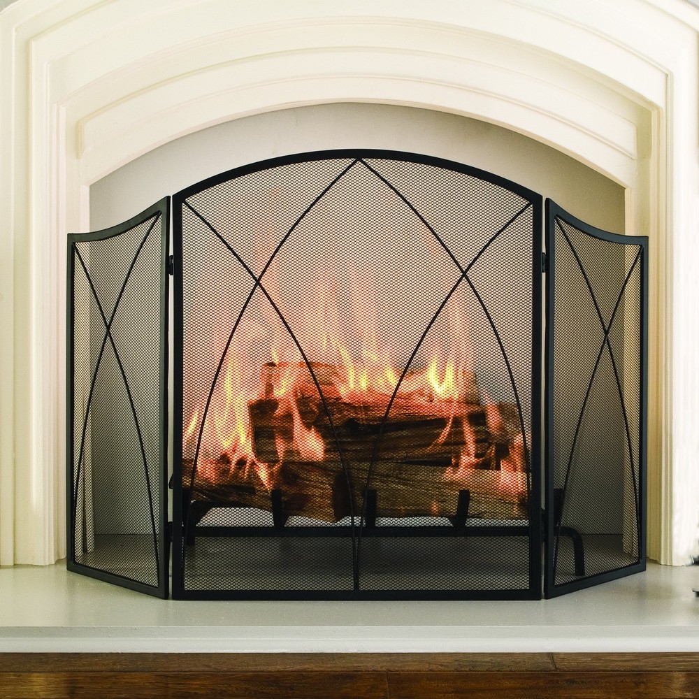 Arched 3-Panel Victorian Gothic Fireplace Screen