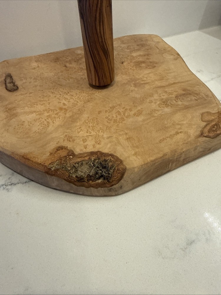 handmade olive wood kitchen paper roll holder