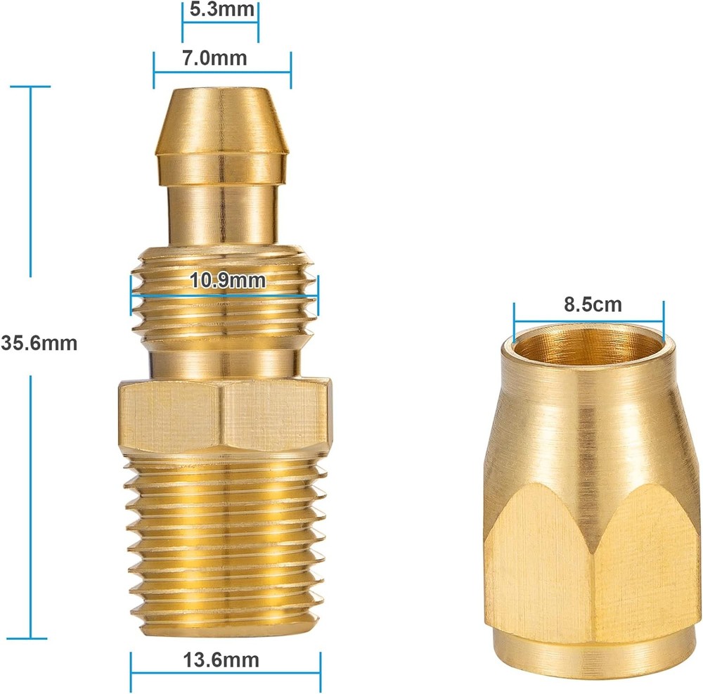 Premium Solid Brass 2PCS Reusable Replacement Fitting 1/4 Inch, Bronze