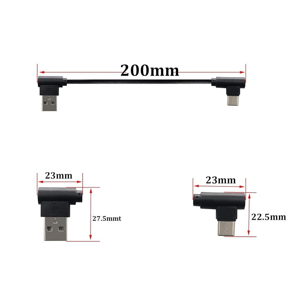 Double Elbow Type C Cable Right Angle Nylon Braided USB 2.0A to C Cable...