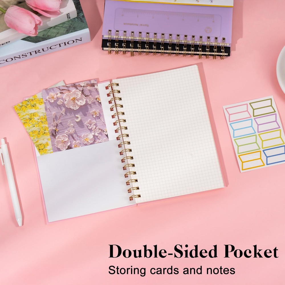 Yoment Graph Paper Notebook A5 Graphing Spiral A - - A5, Pink