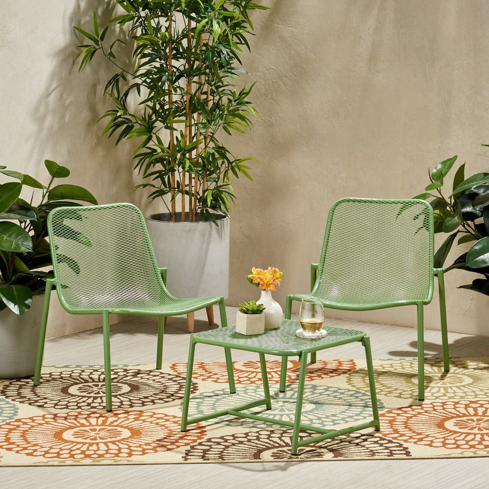 Outdoor Modern Iron Mesh 2 Seater Chat Set