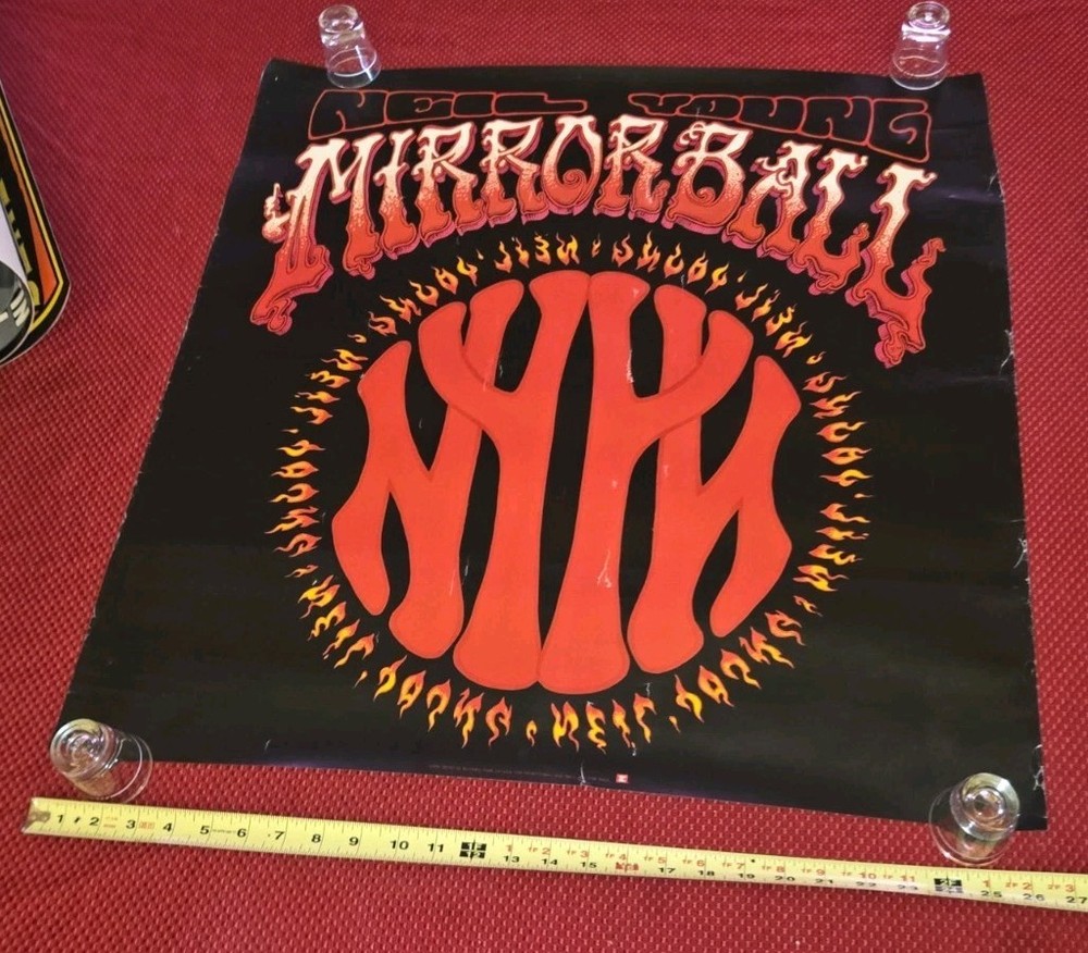 Large Vtg NEIL YOUNG  Mirror Ball Cd/record/Album promo poster 1995 Pearl Jam