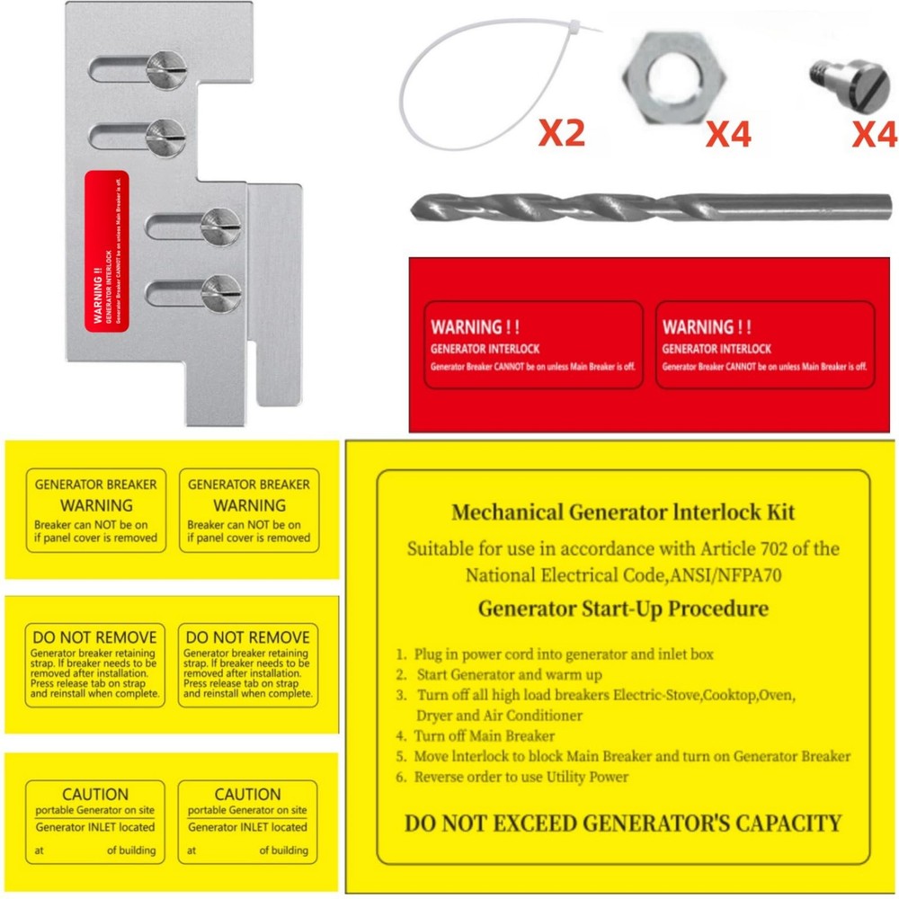 Generator Interlock Kit Compatible with Eaton Cutler Hammer Vertical Throw...