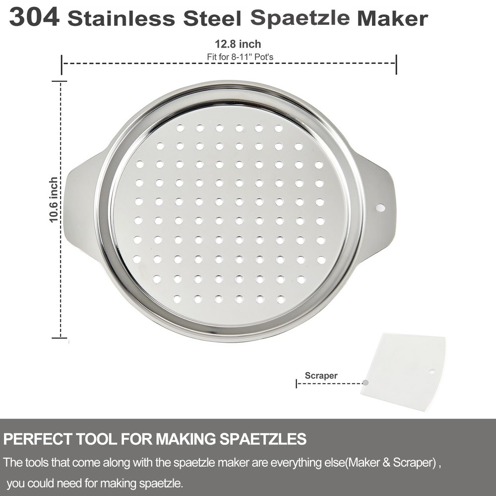 Spaetzle Maker Stainless Steel Lid Scraper