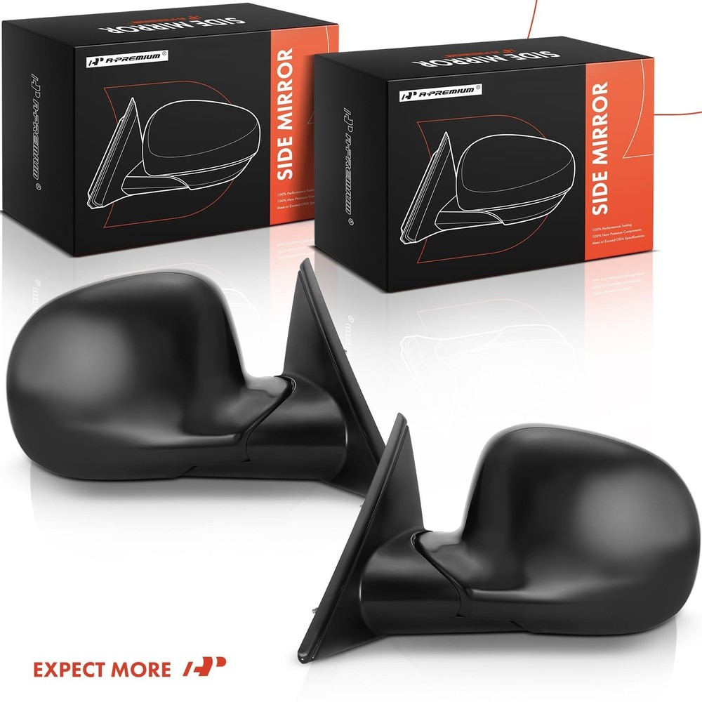 A-Premium Pair (2) Driver and Passenger Side Power Mirror - Compatible Black