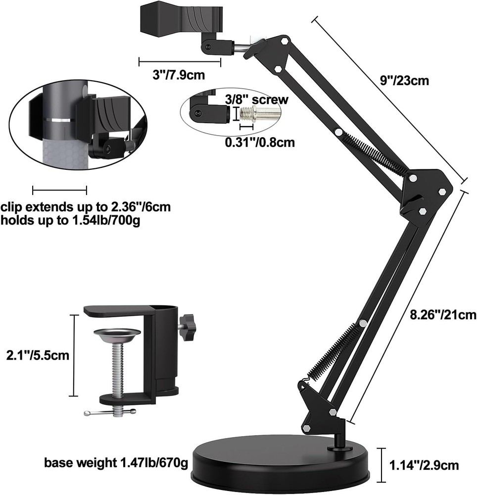 21" Adjustable USB Microscope Stand Universal Mount with Table Clamp for Camera