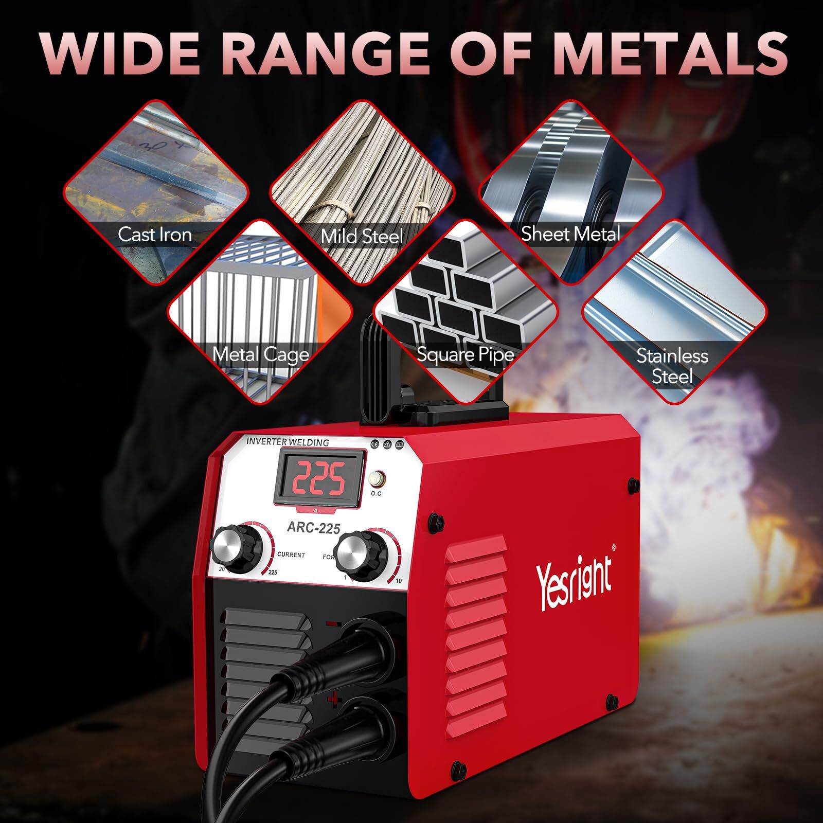 YesRight 225A Dual Voltage 110V/220V Portable Stick Welder