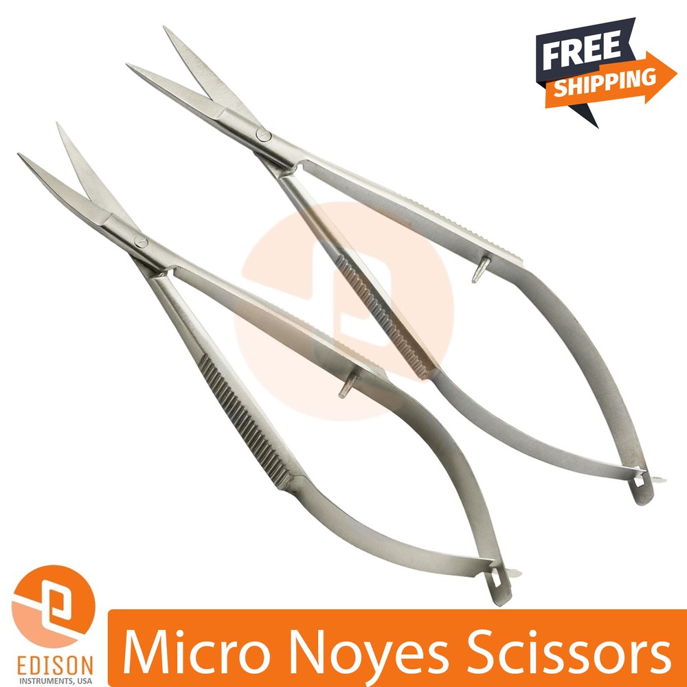 Surgical Noyes Scissors Ophthalmic Shears Micro Surgery Spring Action STR+CVD