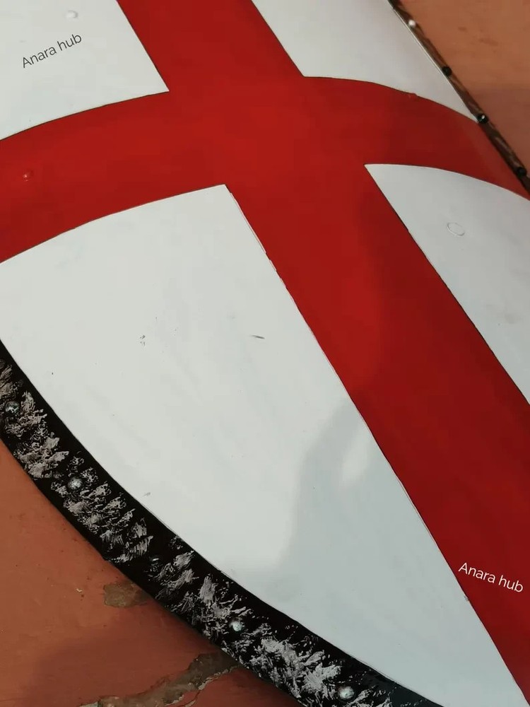 Medieval Knight Templar Shield Red Cross Shield Style Red Cross Decor