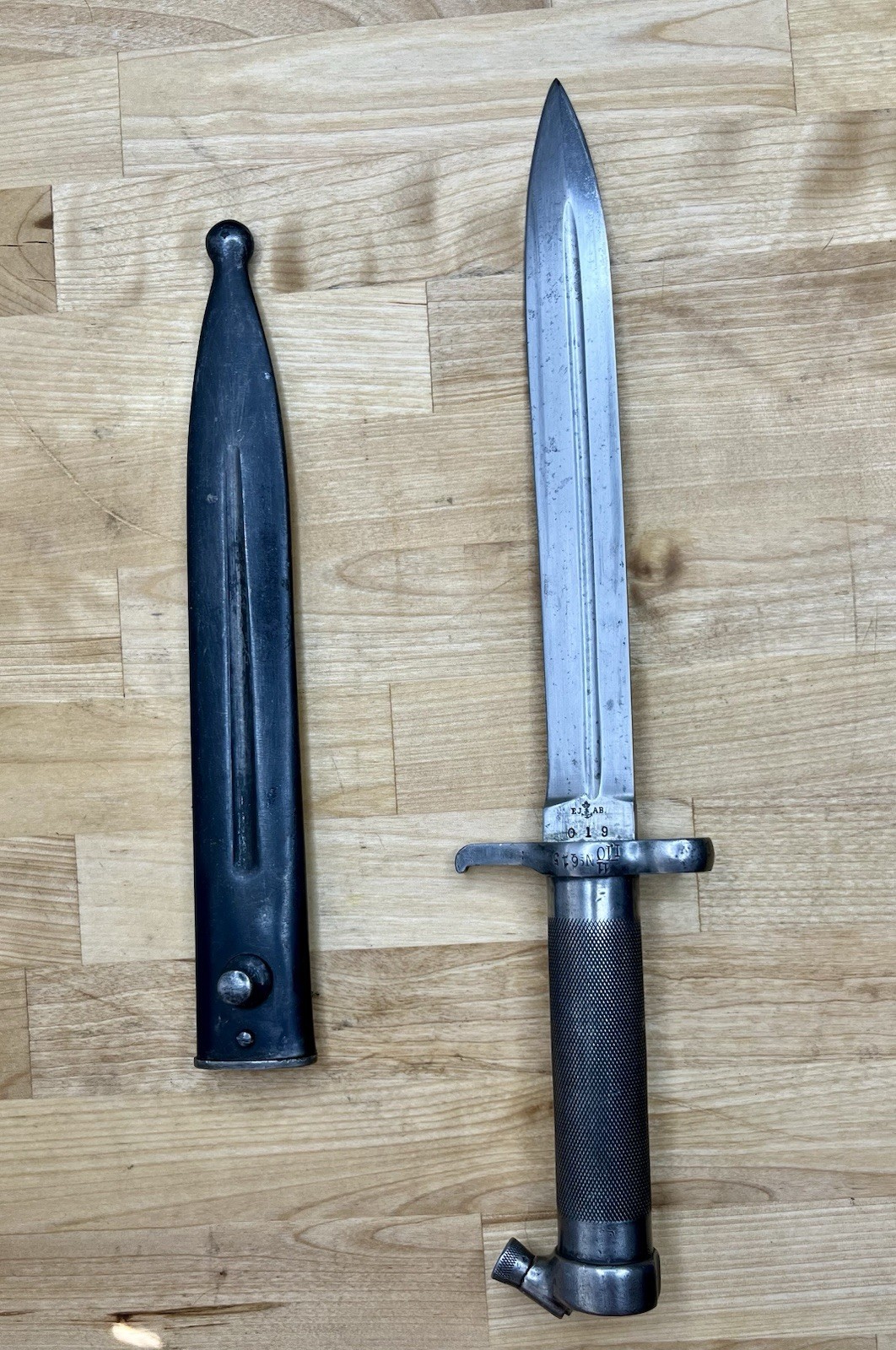 Swedish Mauser M1896 Bayonet & Scabbard Pre WW1 Post War Crown  & Unit Markings