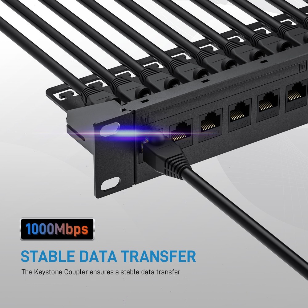 DARKROCK 10 Pack Cat6 RJ45 Keystone Coupler - PC Plastic Case, Plug-and-Play