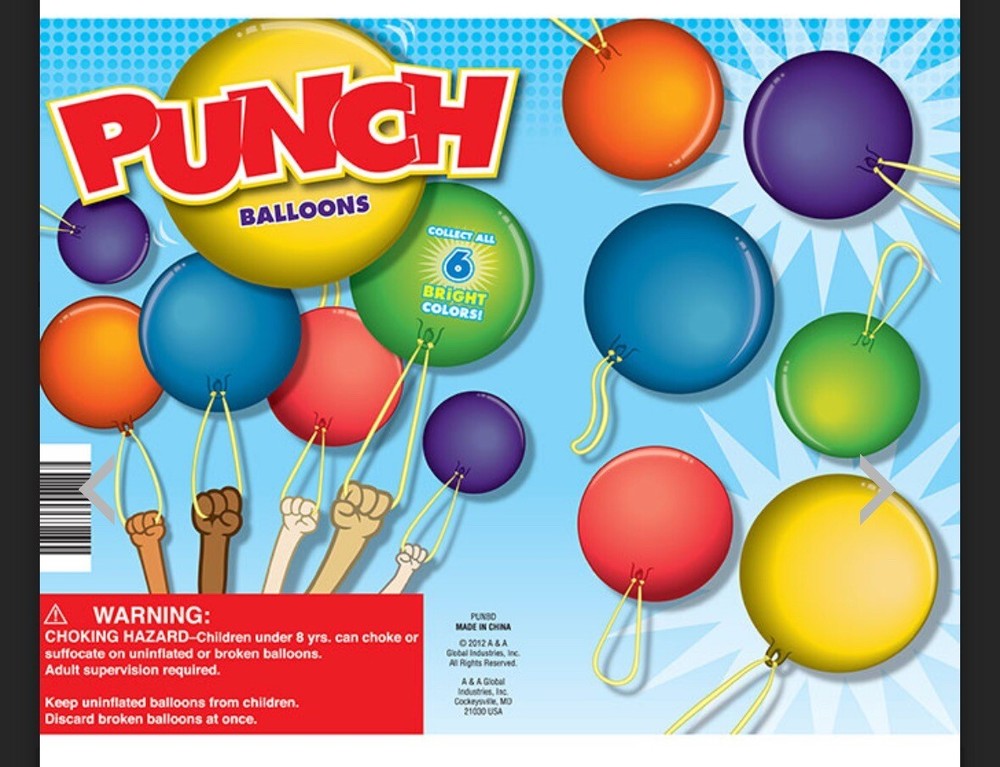3 Pcs 2 Inch Vending Machine Capsules - Punch Ballon’s. 3 Pc Mix Packaged.