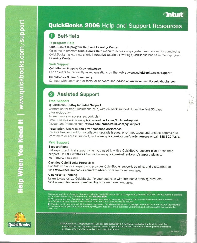 Intuit QuickBooks Startup Quick Reference Guide 2006 Manual Only No Disc