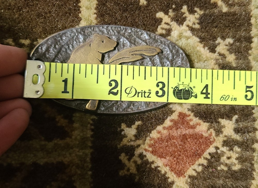 VTG SPI Bear Design Oval Doorbell Button Hardware Plate Solid Brass 2 Tone