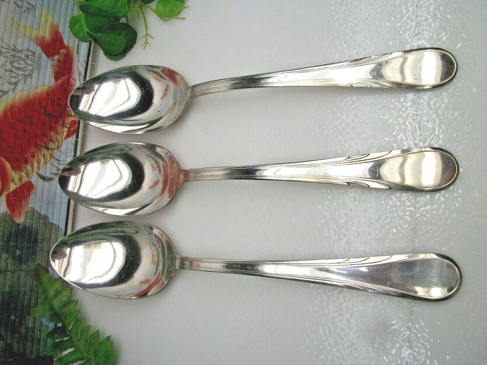 3 International Silver ARGYLE Silverplate Solid Serving Spoons 1938