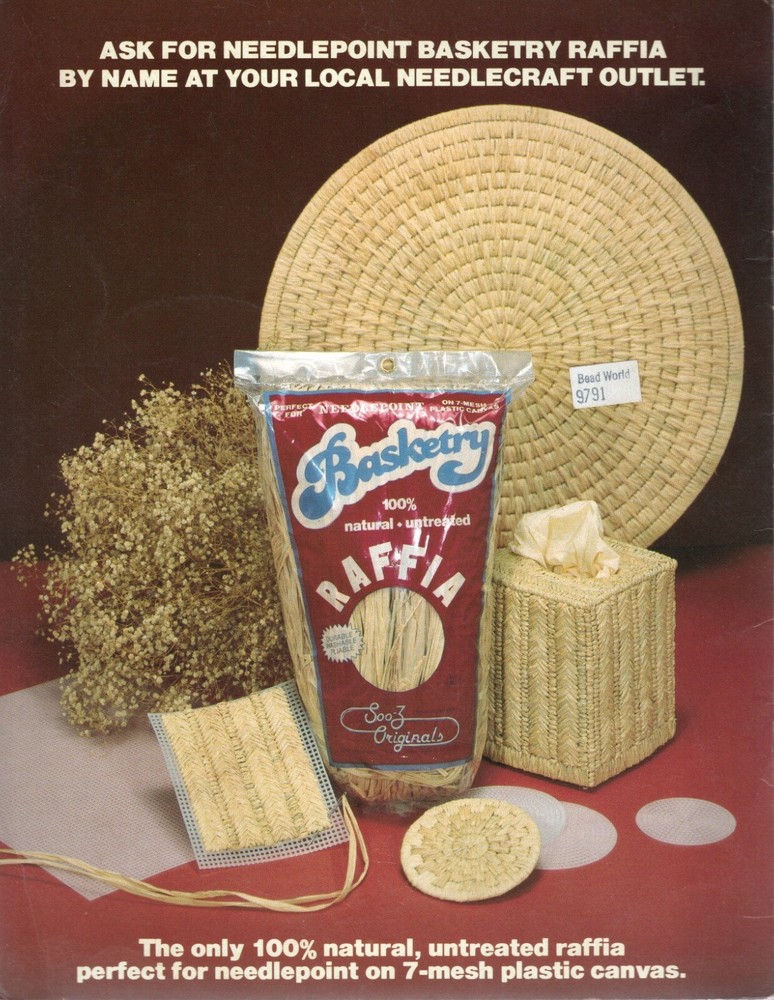 Needlepoint Basketry B307 FLIGHT 'N FANCY Raffia Plastic Canvas Pattern Leaflet