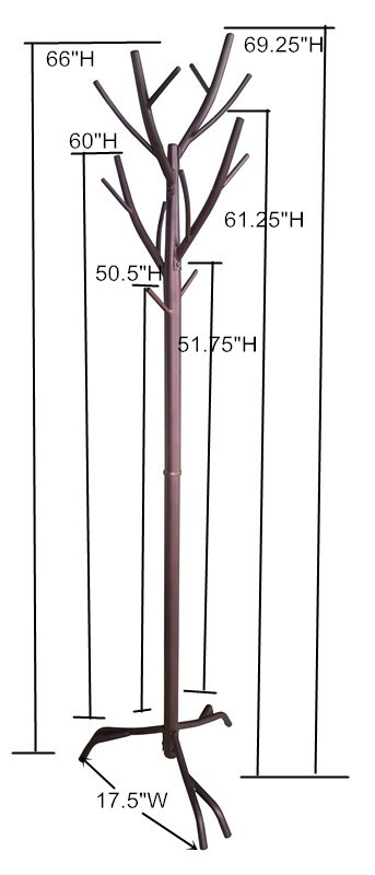Kings Brand Furniture - Metal Hall Tree Coat & Hat Rack with Branches, Bronze