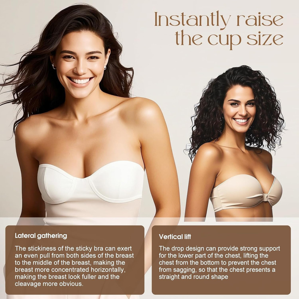 Double Sided Sticky Bra Inserts, Reusable Push up Adhesive Pads with Padding for