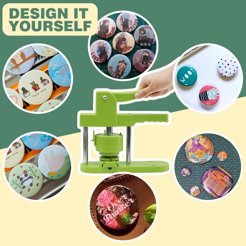 Button Maker Machine Multiple-Sizes - Pin Maker Machine 1.25 Inch+2.25 Inch, Int