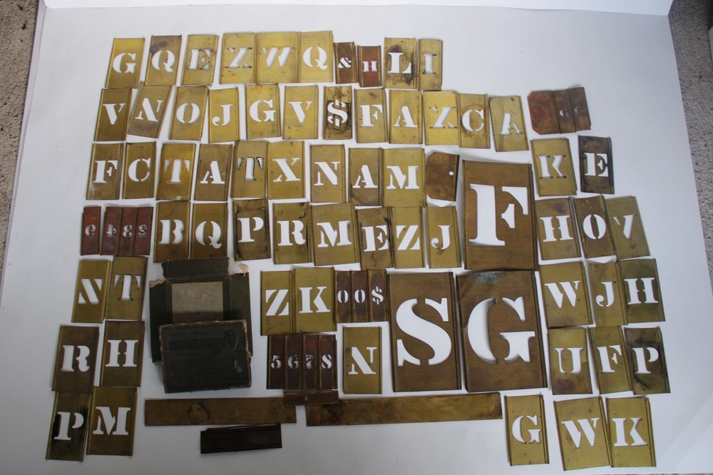Antique Large Brass Reese's Stencils Lot