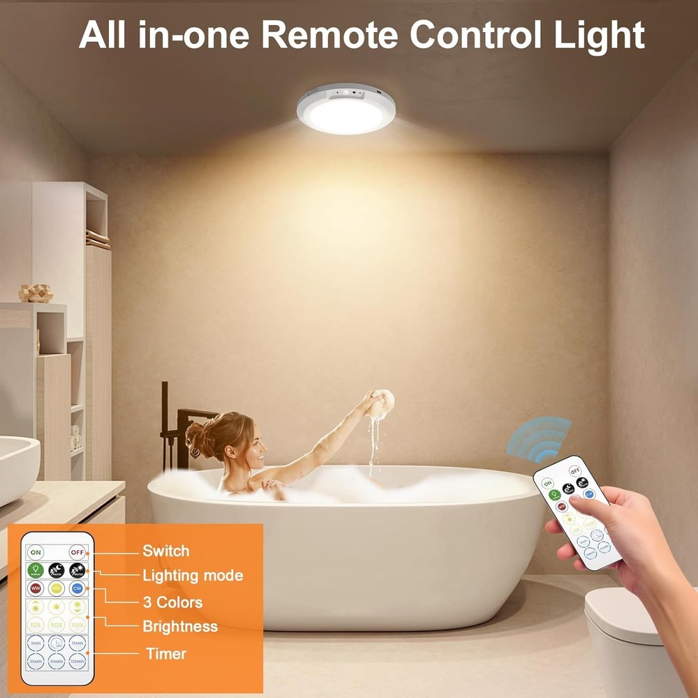 Rechargeable Ceiling Light with Motion Sensor: Battery Operated LED Closet