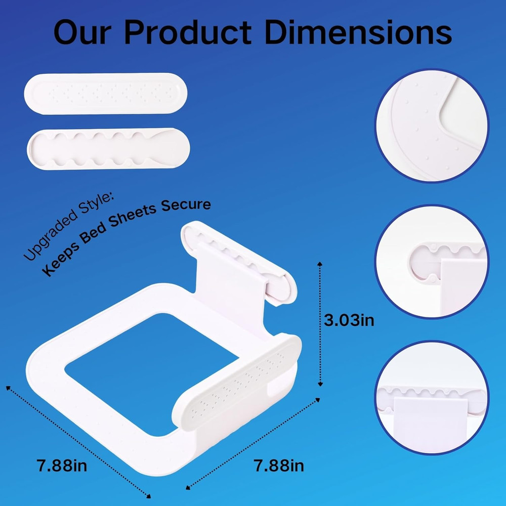 Durable Bed Sheet Holders for Corners - 4 Pack White Sheet Clips