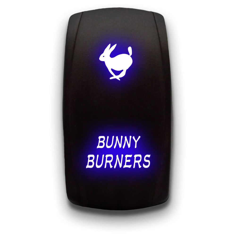 Bunny Burners Blue Laser Etched Toggle Switch 20A 12V Vertical Rocker