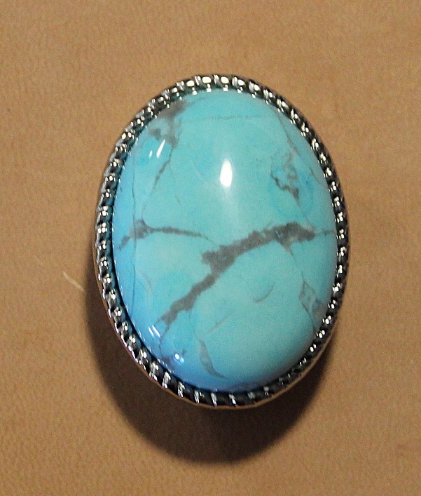 TANDY LEATHER - TURQUOISE OVAL CONCHO - DOUBLE SCREWBACK