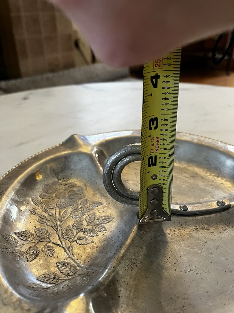 Vintage Hammered Aluminum Sectioned Serving Dish With Handle