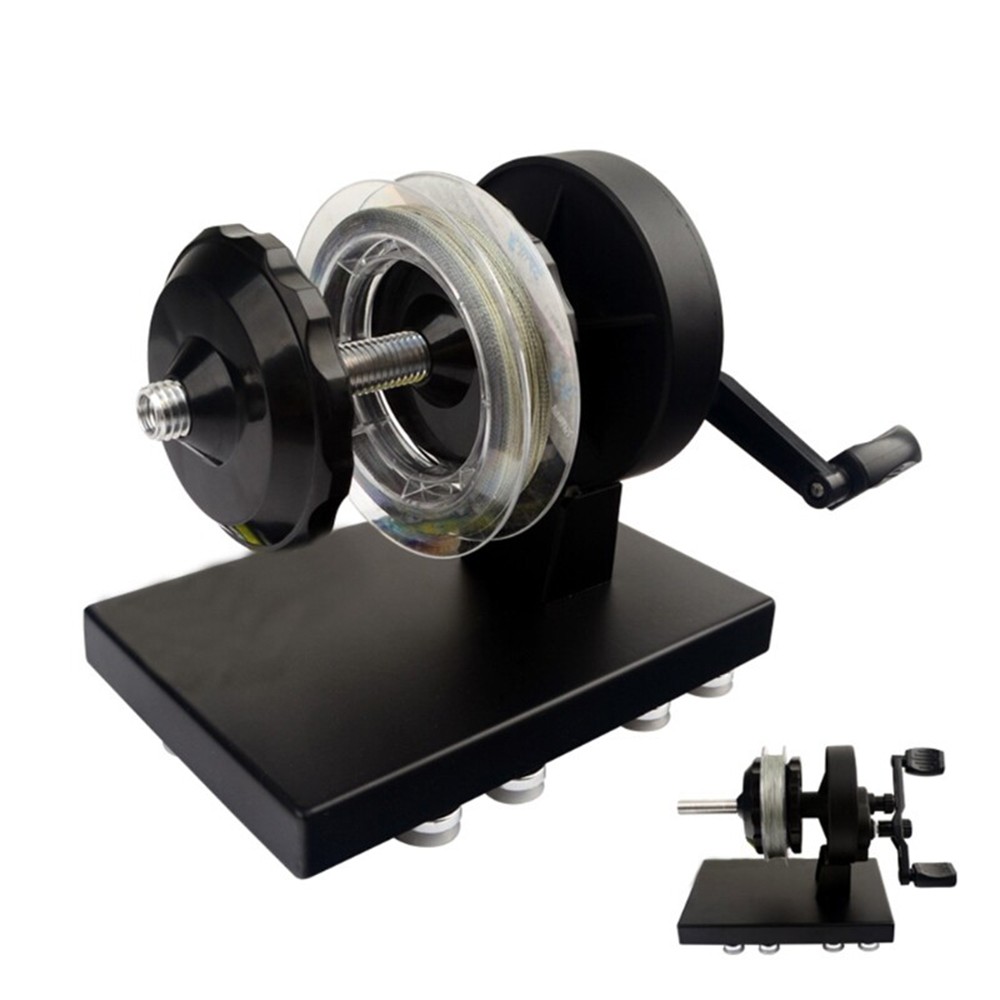 Fishing Line Spooling Machine with Expandable Shaft for Large and Small Spools