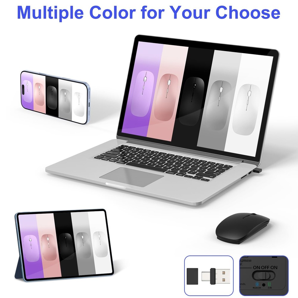 Bluetooth Wireless for MacBook Mac iPad Laptop Computer Pad Optical Rechargea...
