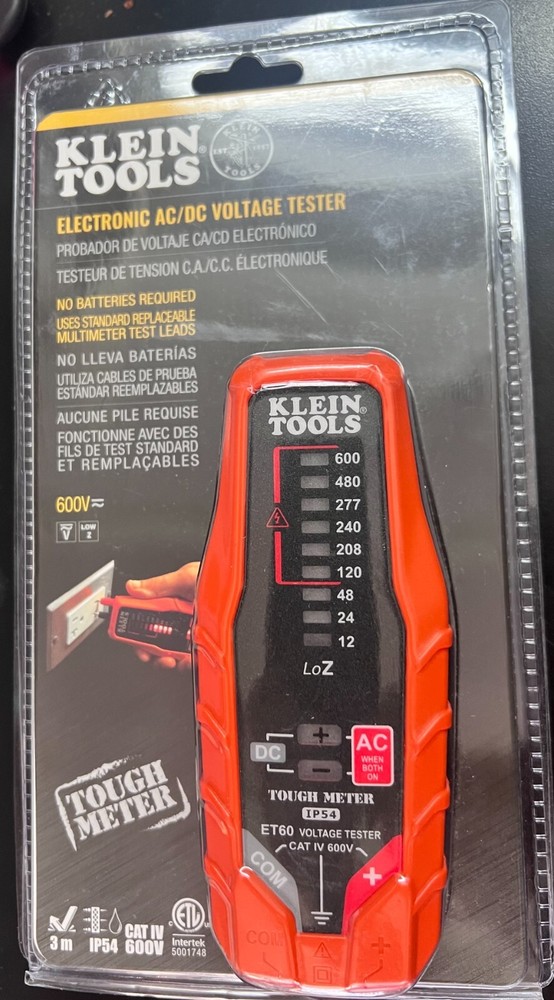 Klein Tools Electronic AC/DC Voltage Tester ET60 600V 0365