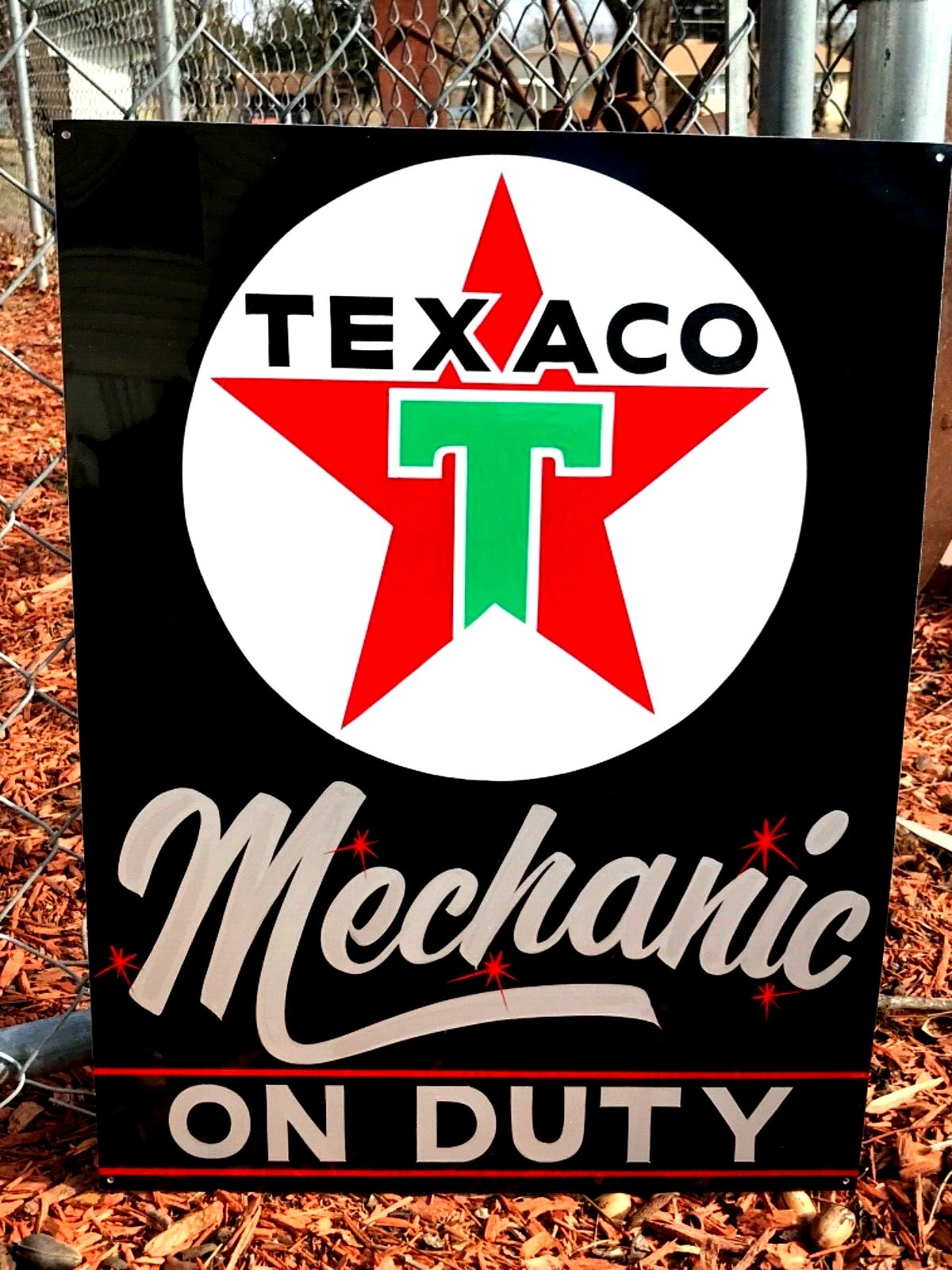 Original PAINTED 24" VINTAGE TEXACO MOTOR OIL SIGN GASOLINE GAS STATION PUMP