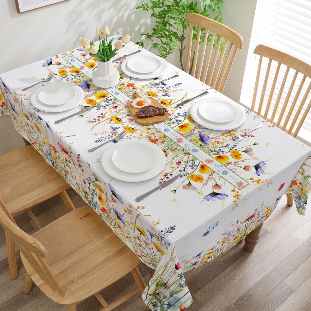 Spring Tablecloth 60x84 Inch for Rectangle Tables - Blooming Flower Spring De...
