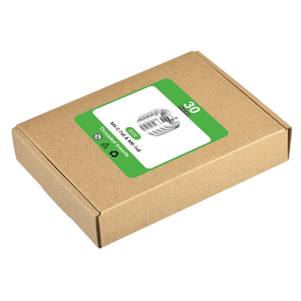 30Pcs Threaded Inserts, M4-0.7x6 & M6-1x6 Thread Repair Insert