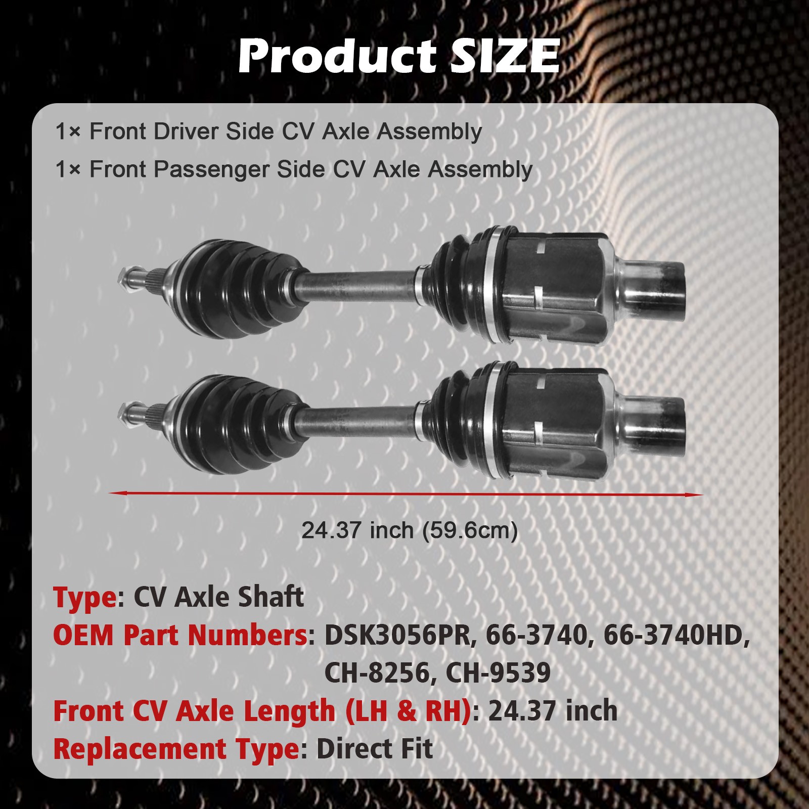 4WD Front CV Axle Shafts for 2012 2013 2014 2015 2016 2017 2018 - 2021 Ram 1500