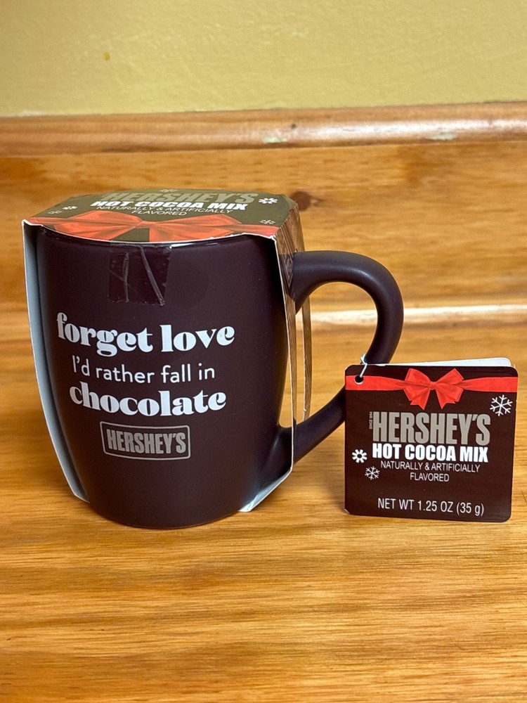 Hershey's I'd rather fall in chocolate mug and cocoa mix