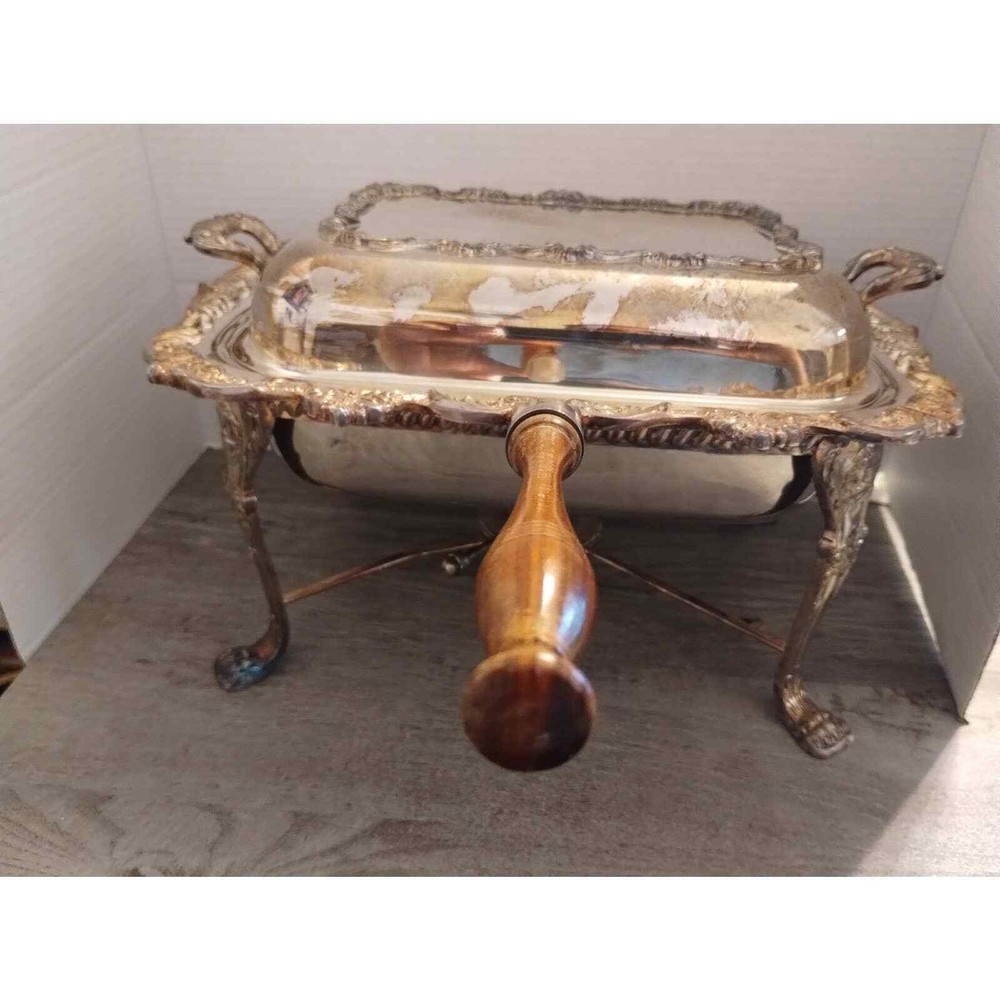 Poole OLD ENGLISH EPC #5020 Rectangular Chafing Dish Lid Burner & Stand 5 pc set