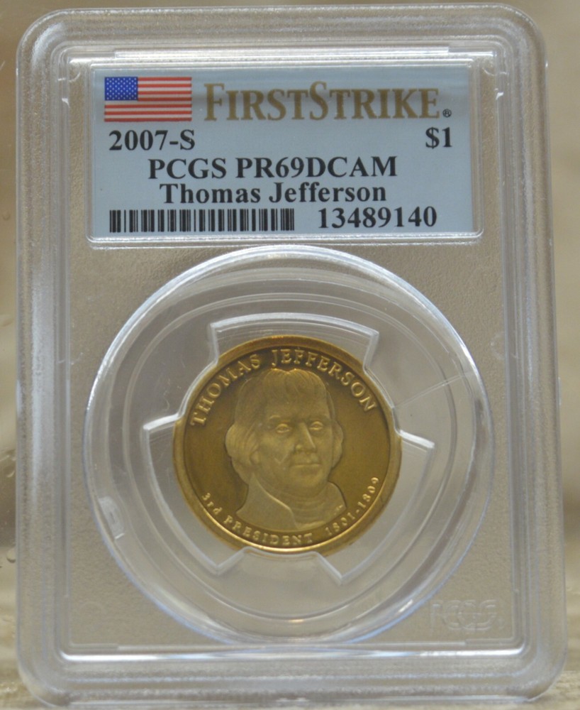 2007-S $1 THOMAS JEFFERSON PCGS PR69DCAM FIRST STRIKE
