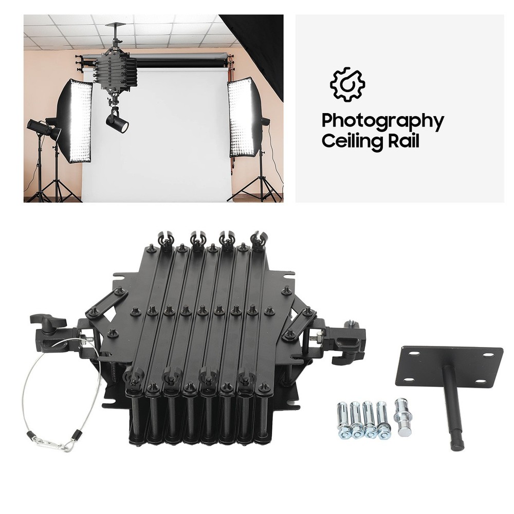 Retractable Photography Ceiling Rail Ceiling-Mounted for Studio 10kg Load Bear